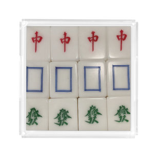 Tray with mahjong dragon tiles
