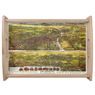 Tray with map of Los Angeles, California in 1894