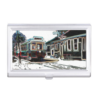TRC Neon streetcar at stn Business Card Holder