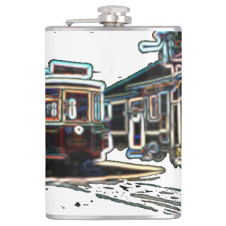 TRC Neon streetcar at stn Vinyl Wrapped Flask