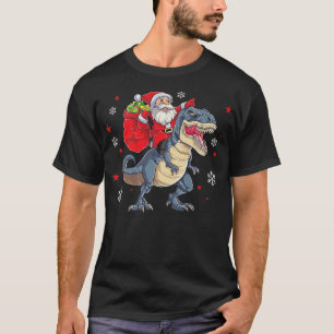 TRe Dino Christmas Squad Santa Riding Dinosaur T-Shirt