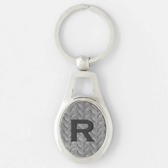 Tread Plate Monogram Key Chain (Front)