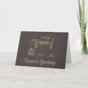 Treadle Sewing Machine & Kittens Holiday Card