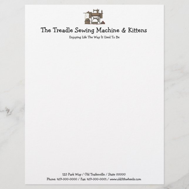 Treadle Sewing Machine & Kittens Letterhead (Front)