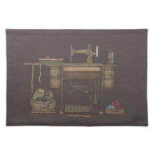 Treadle Sewing Machine & Kittens Placemat