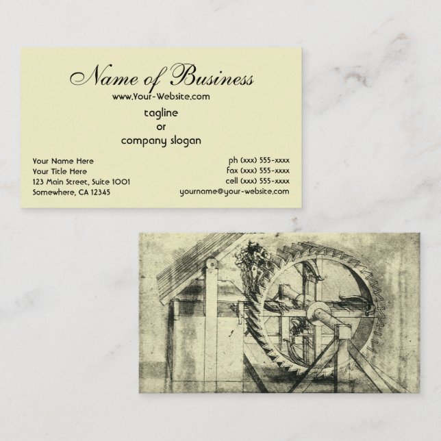 Treadmill Powered Crossbow by Leonardo da Vinci Business Card (Front/Back)