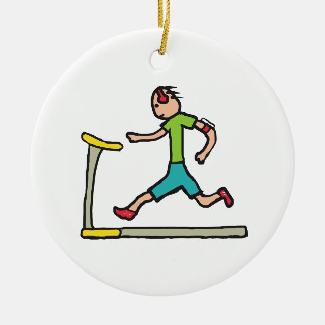 Treadmill Running Ceramic Ornament (Front)
