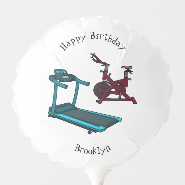 Treadmill & spinning bike cartoon illustration balloon (Front)