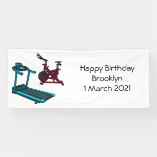 Treadmill & spinning bike cartoon illustration banner