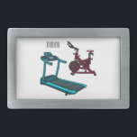 Treadmill & spinning bike cartoon illustration belt buckle<br><div class="desc">Treadmill & spinning bike cartoon illustration</div>