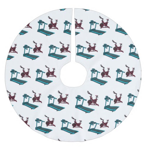 Treadmill  spinning bike cartoon illustration brushed polyester tree skirt