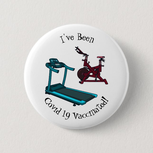 Treadmill & spinning bike cartoon illustration button (Front)