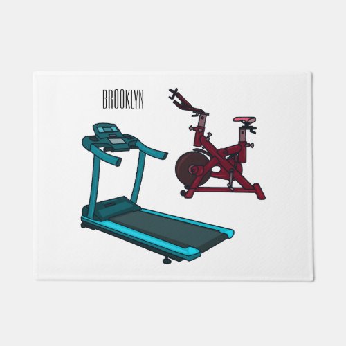 Treadmill  spinning bike cartoon illustration doormat