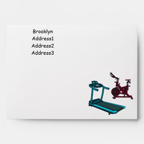 Treadmill  spinning bike cartoon illustration envelope