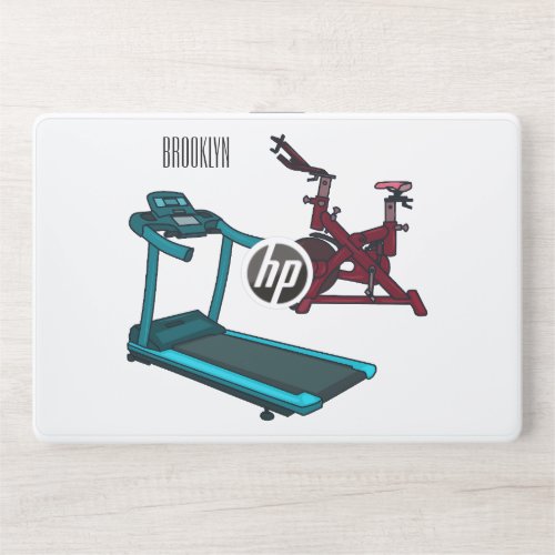 Treadmill  spinning bike cartoon illustration HP laptop skin