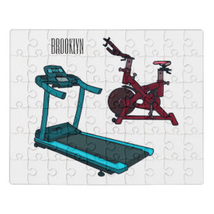 Treadmill & spinning bike cartoon illustration jigsaw puzzle