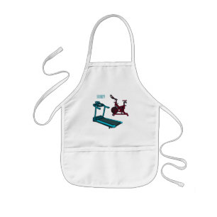 Treadmill & spinning bike cartoon illustration kids' apron
