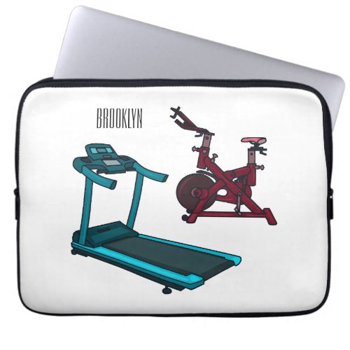 Treadmill  spinning bike cartoon illustration laptop sleeve