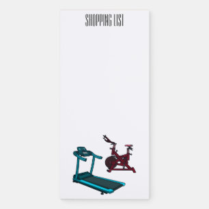Treadmill & spinning bike cartoon illustration magnetic notepad