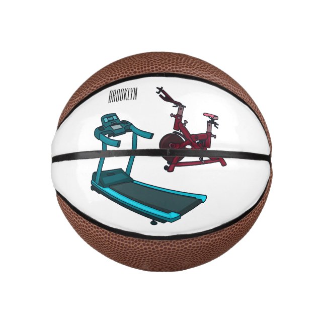 Treadmill & spinning bike cartoon illustration mini basketball (Front)