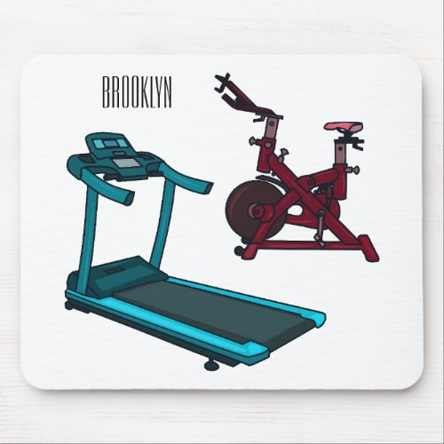 Treadmill  spinning bike cartoon illustration mouse pad