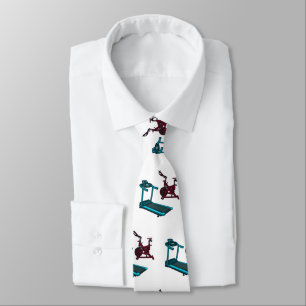 Treadmill & spinning bike cartoon illustration neck tie