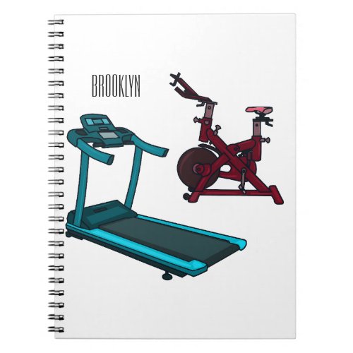 Treadmill  spinning bike cartoon illustration notebook