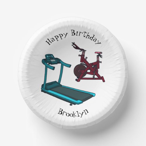 Treadmill  spinning bike cartoon illustration paper bowls