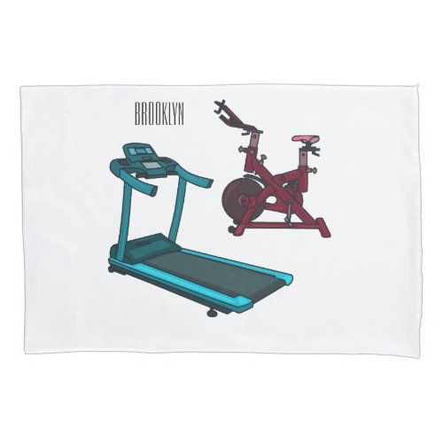 Treadmill  spinning bike cartoon illustration pillow case