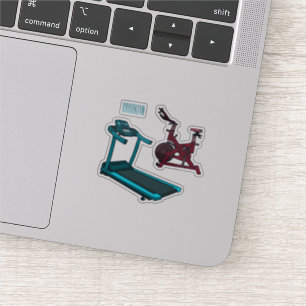 Treadmill & spinning bike cartoon illustration sticker