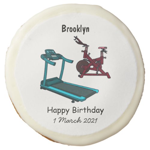 Treadmill  spinning bike cartoon illustration sugar cookie