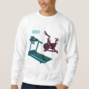 Treadmill & spinning bike cartoon illustration sweatshirt