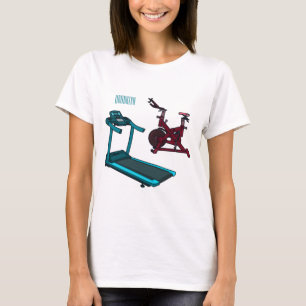 Treadmill & spinning bike cartoon illustration T-Shirt