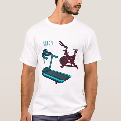 Treadmill  spinning bike cartoon illustration T_Shirt