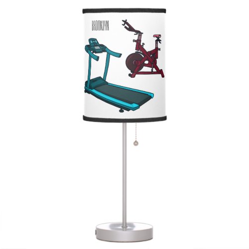 Treadmill  spinning bike cartoon illustration table lamp