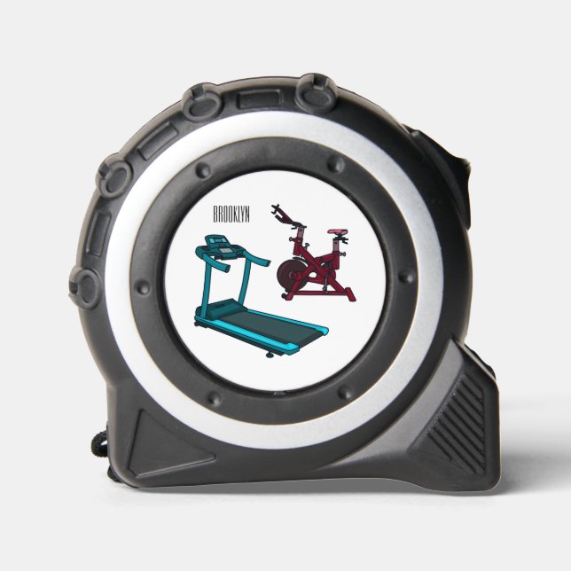 Treadmill & spinning bike cartoon illustration tape measure (Front)