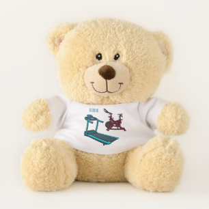 Treadmill & spinning bike cartoon illustration teddy bear