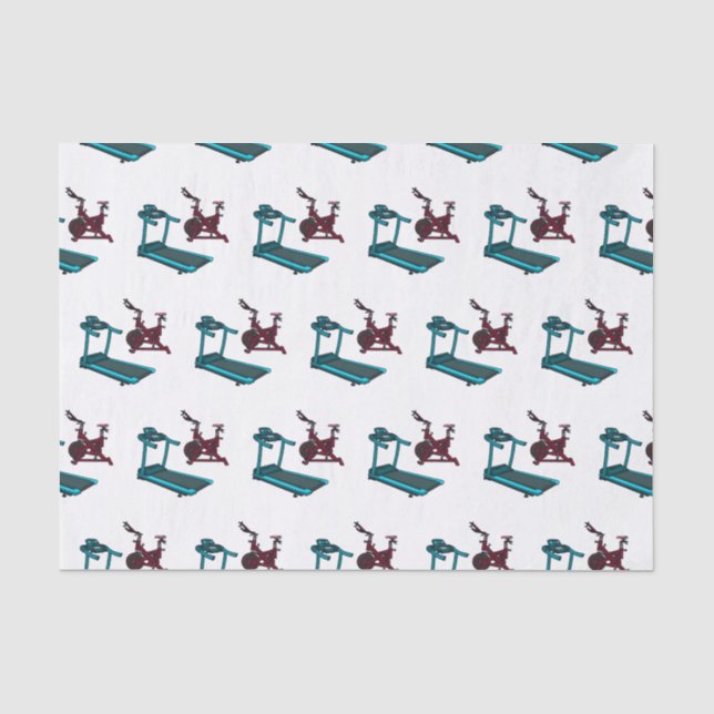 Treadmill & spinning bike cartoon illustration tissue paper (Front)