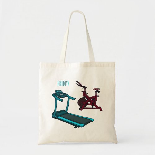 Treadmill  spinning bike cartoon illustration tote bag