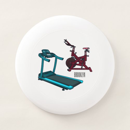 Treadmill  spinning bike cartoon illustration Wham_O frisbee