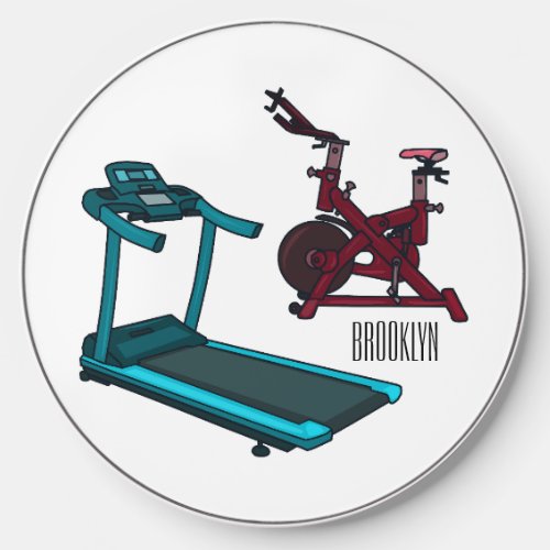 Treadmill  spinning bike cartoon illustration wireless charger 