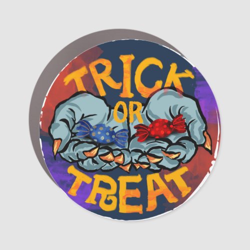 Treak or Treat Scary Halloween Pumpkin  Car Magnet