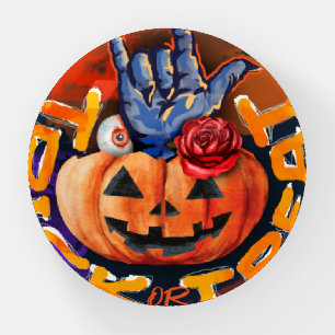 Treak or Treat Scary Halloween Pumpkin  Paperweight
