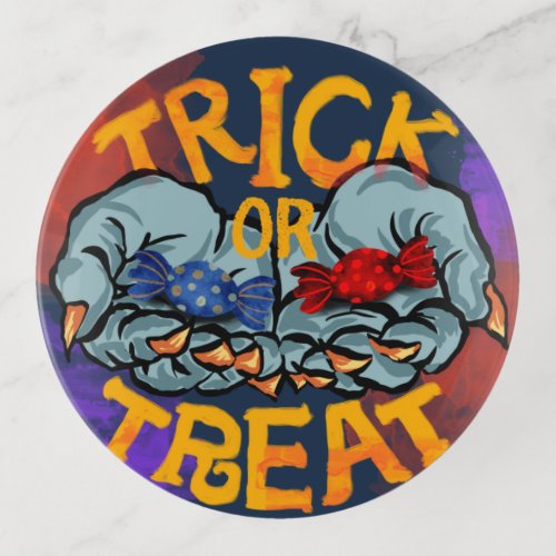 Treak or Treat Scary Halloween Pumpkin   Trinket Tray
