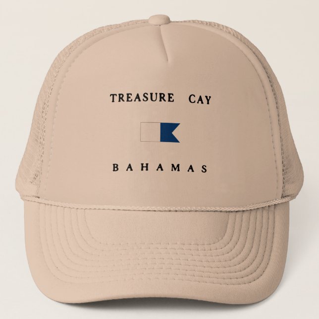 Treasure Cay Bahamas Alpha Dive Flag Trucker Hat (Front)