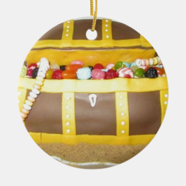 Treasure chest cake ceramic ornament (Front)