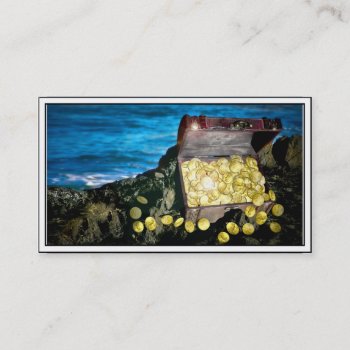Treasure Chest Of Gold On The Rocks Business Card by gravityx9 at Zazzle