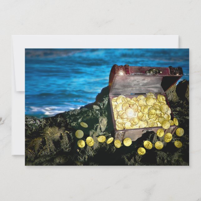Treasure Chest of Gold on the Rocks Invitation (Front)