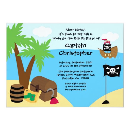 Treasure chest pirate birthday party invitation | Zazzle