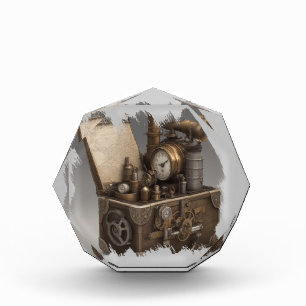 Treasure chest with gears acrylic award